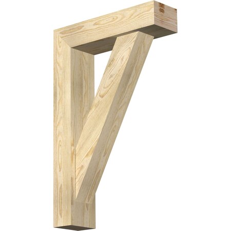 Ekena Millwork Traditional Block Rough Sawn Bracket w/ Offset Brace, Douglas Fir, 6"W x 22"D x 34"H BKT0604X22X34TRA05RDF